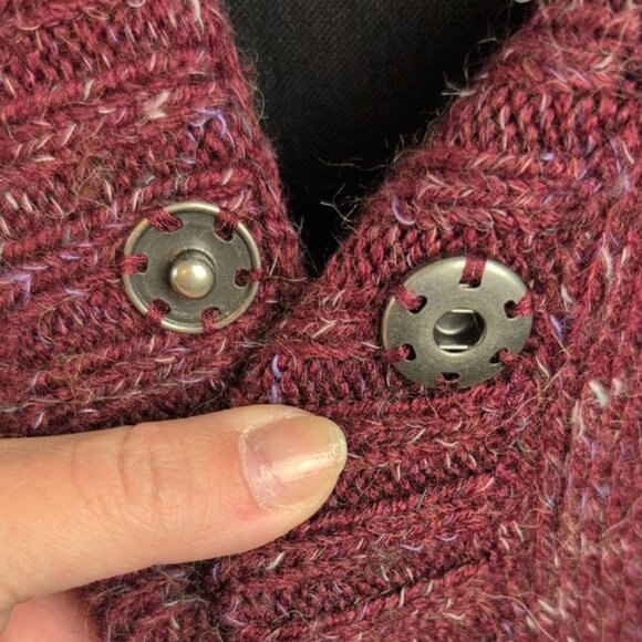 Coldwater Creek Burgundy Knit Cardigan X-Long Crochet Style XL - Picture 6 of 9